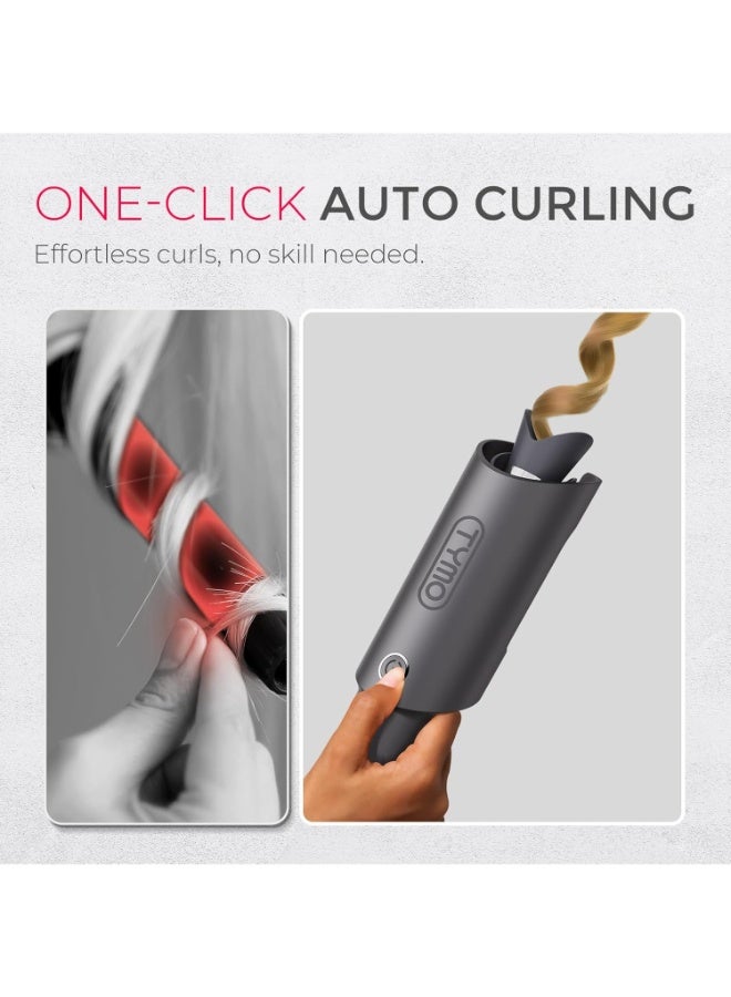 TYMO Automatic Rotating Curling Iron - CURLPRO Beach Waves Curling Wand, Portable Hair Curler, 500 Million Ionic, Dual Voltage & Lightweight for Travel, Ceramic Coating, 1 Inch, Metallic Gray - Image 2